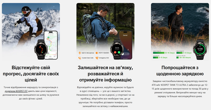 Смарт-годинник Kospet Tank T3 Ultra 2 модуль GPS Special Edition два ремінці Silver (18652) - фото 12