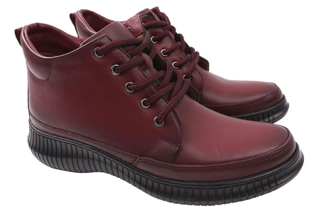 Ботинки женские Euromoda из кожи на платформе р. 37 Бордовый (437-20/21DHC)