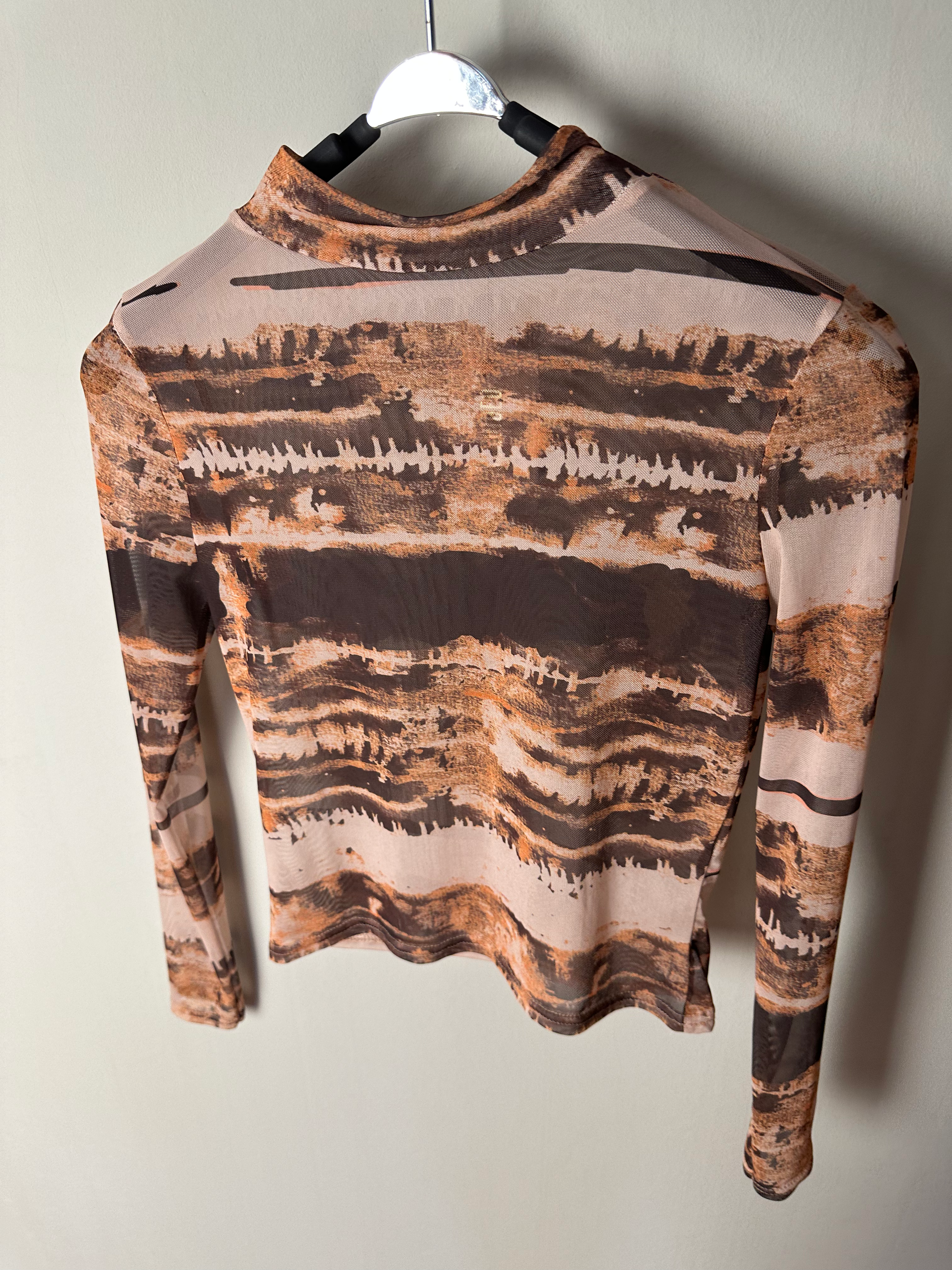 Топ женская сетка Pretty Little Thing 71 с принтом S Коричневый (71)