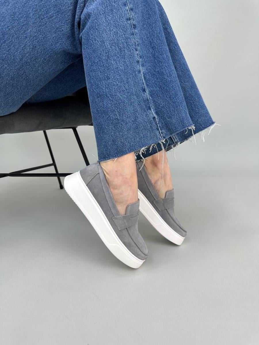 Лоферы женские замшевые р. 40 Серый (5302-1/40)