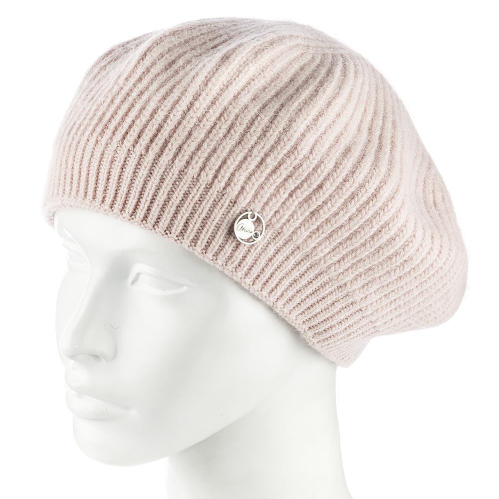 Берет женский ангоровый Atrics WH911 с узором двойной Кремовый