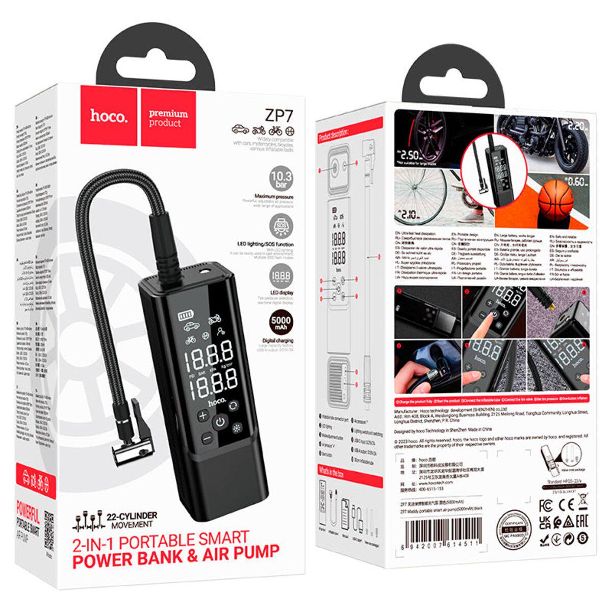 Насос автомобильный Hoco ZP7 Maddy portable smart air pump (6942007614511) - фото 9 Насос автомобильный Hoco ZP7 Maddy portable smart air pump (6942007614511) - фото 9