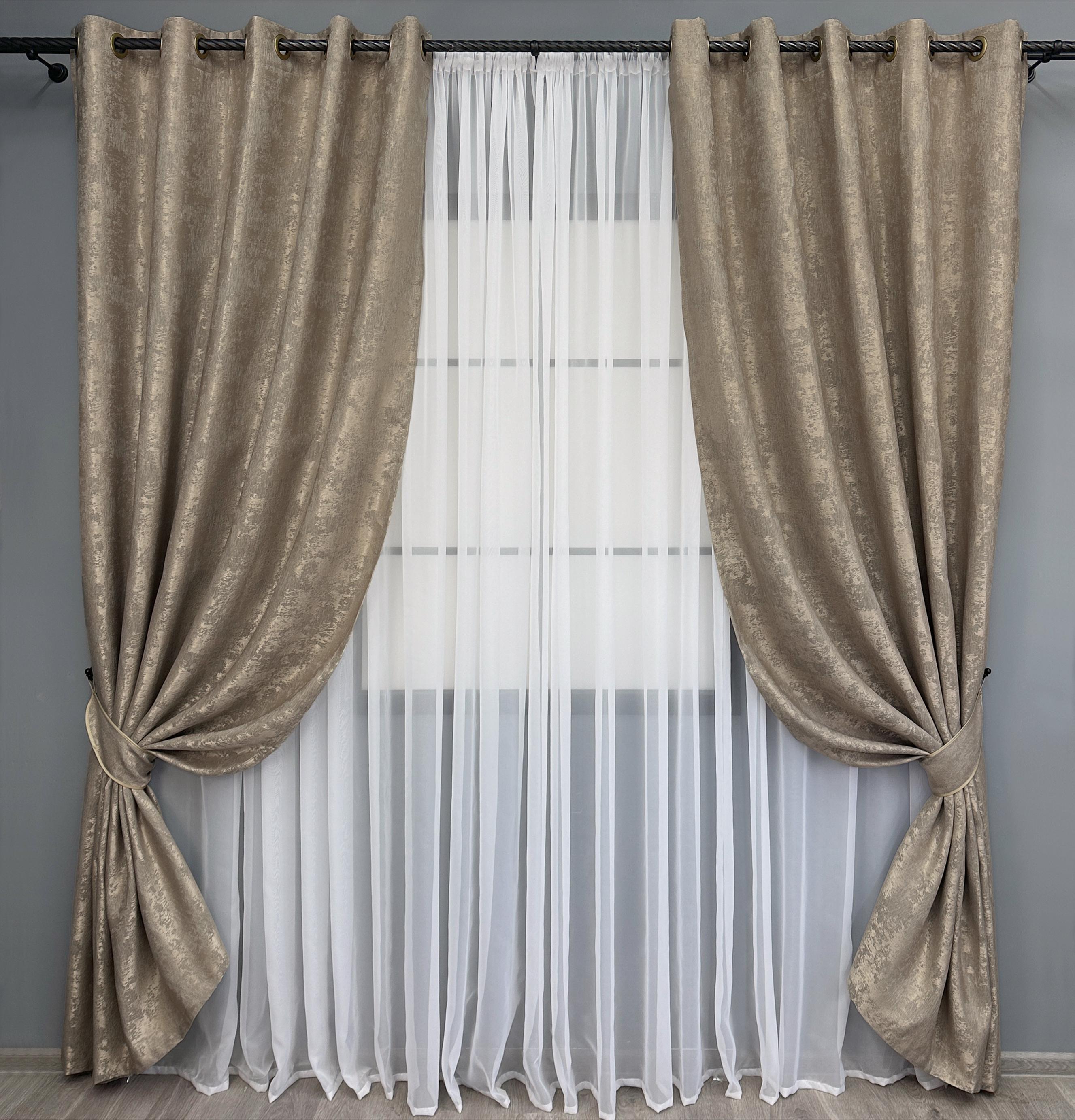 Комплект штор на люверсах VR-Textil Жаккард Sultan XO №1683ш 150х250 см 2 шт. Капучино (37-0196)