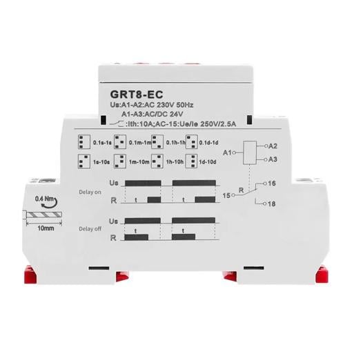 Реле времени-таймер GEYA GRT8-EC 0,1 с - 10 дней AC220-380 В DC24В 10A White (888531) - фото 4