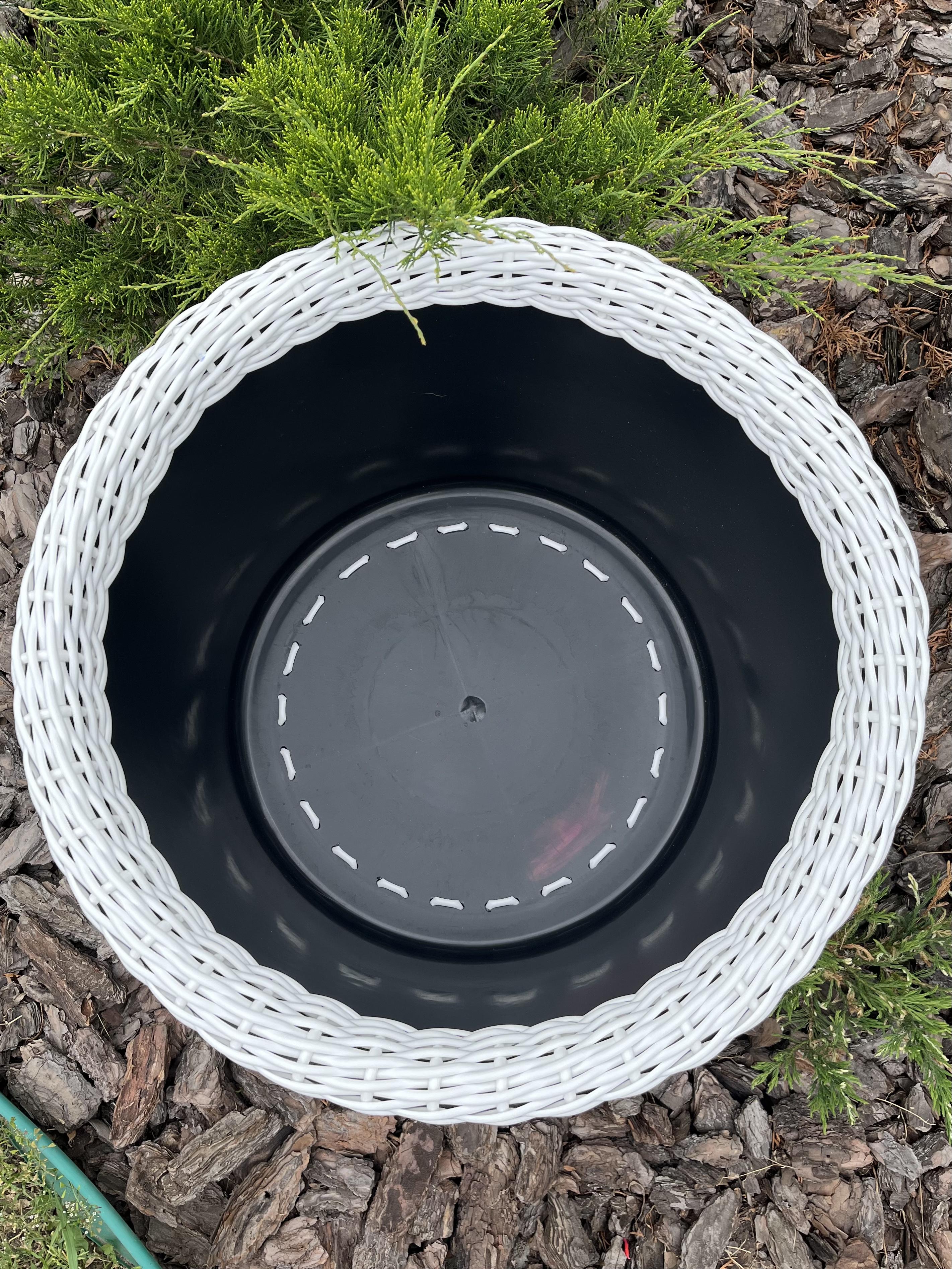 Кашпо для квітів зі штучного ротанга 60 л Білий (29881107) - фото 3 Кашпо для квітів зі штучного ротанга 60 л Білий (29881107) - фото 3