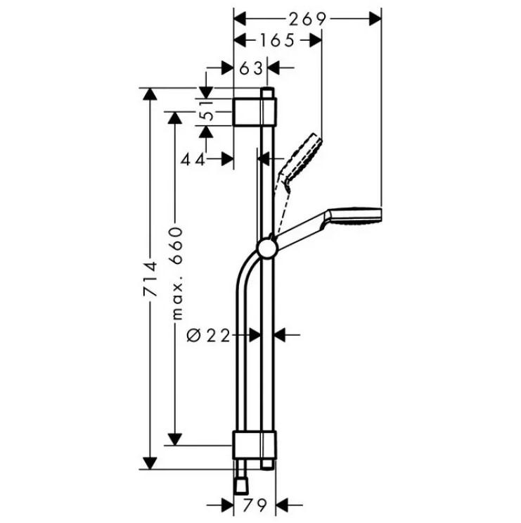 Гарнитур душевой Hansgrohe Crometta Vario/Unica Vario (27353400) - фото 2