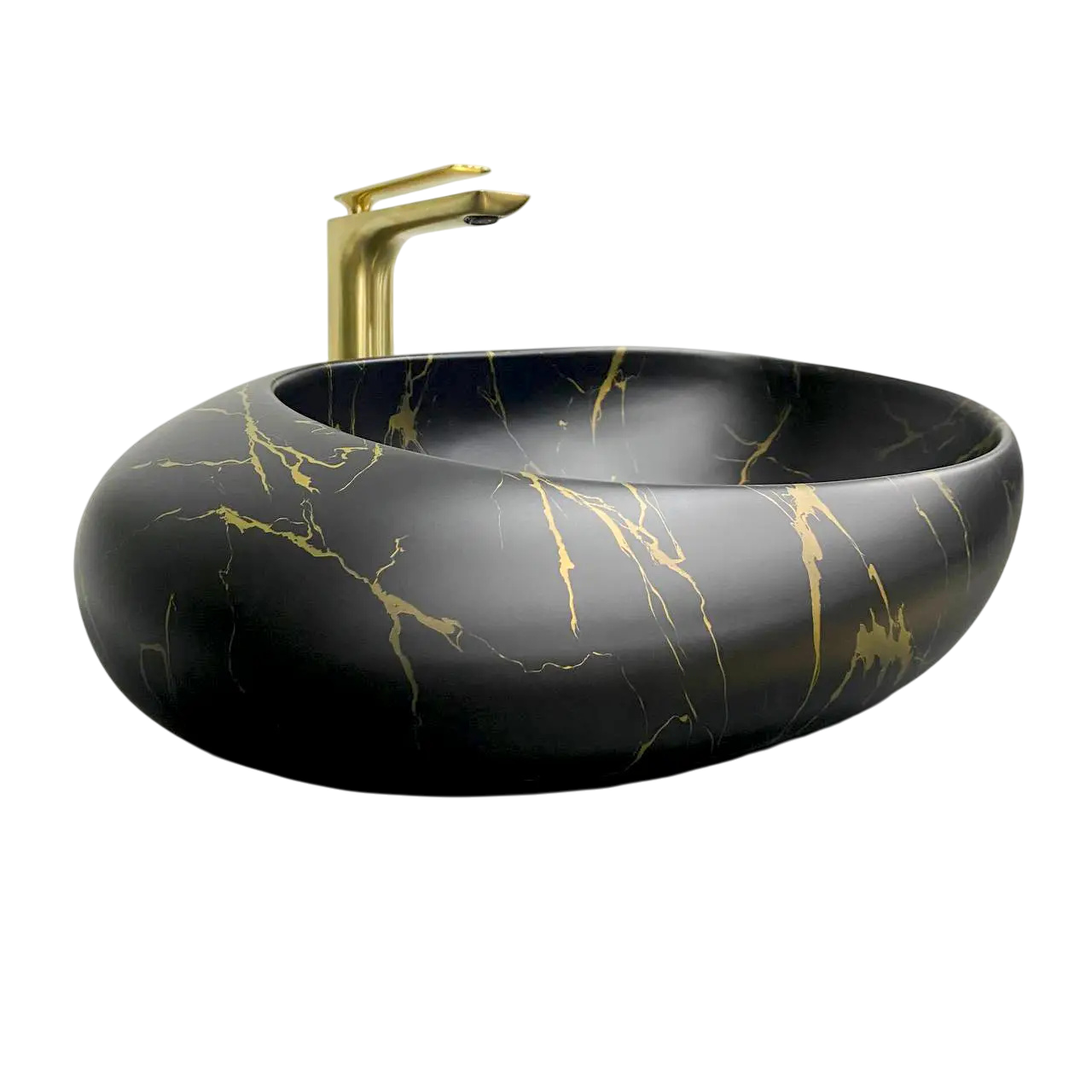 Раковина накладная VBI Valiano Marble овальная 360x490 мм Черный матовый (VBI-016101)