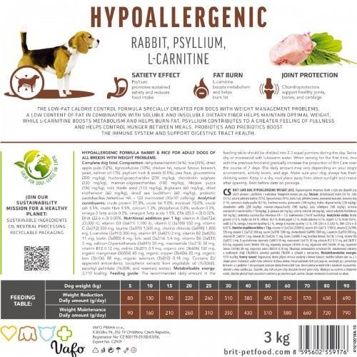Корм сухой Brit Care Dog Hypoallergenic Weight Loss для собак с лишним гипоаллергенным весом с кроликом 1 кг - фото 6