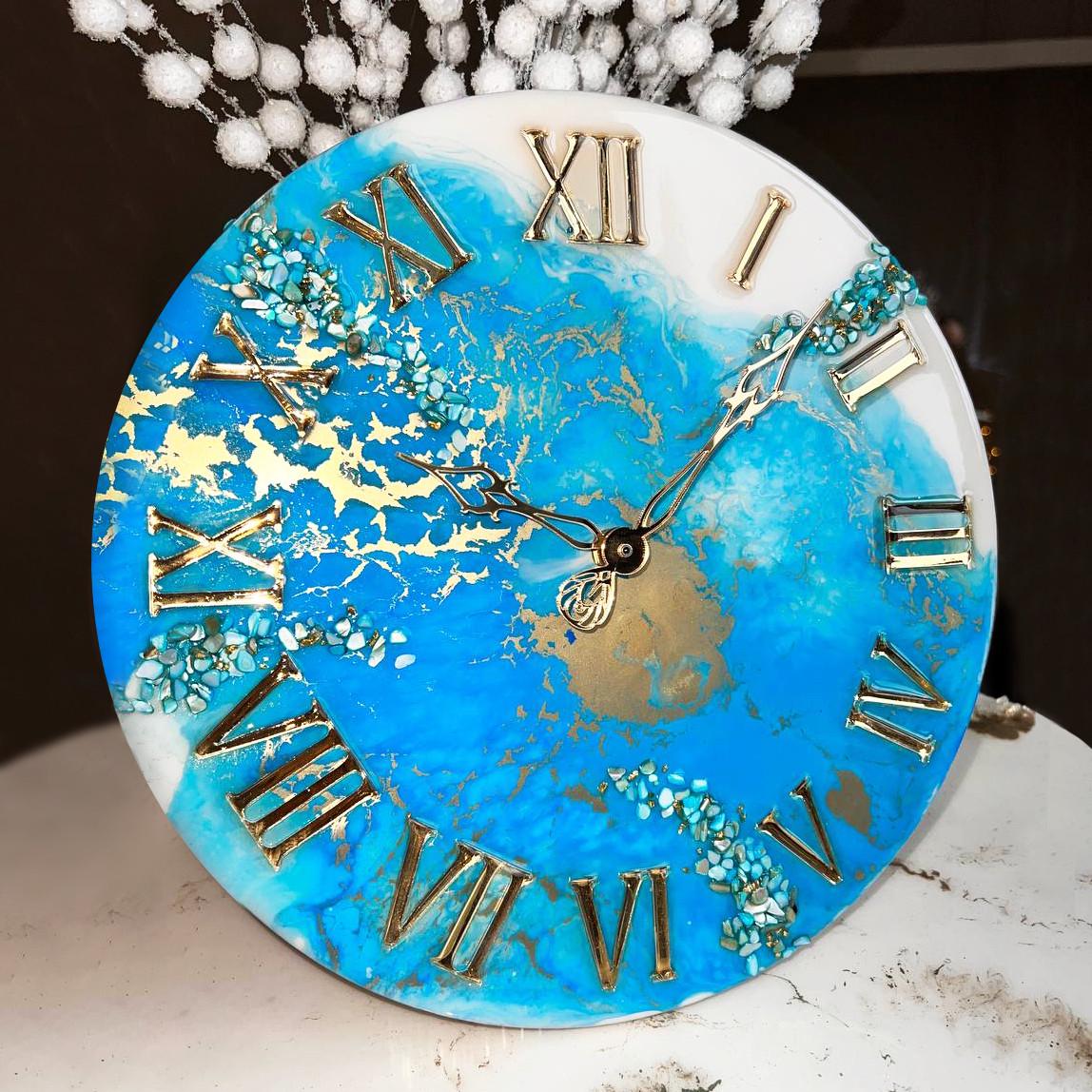 Часы настенные круглые из эпоксидной смолы EPOXY M162 45x45 см