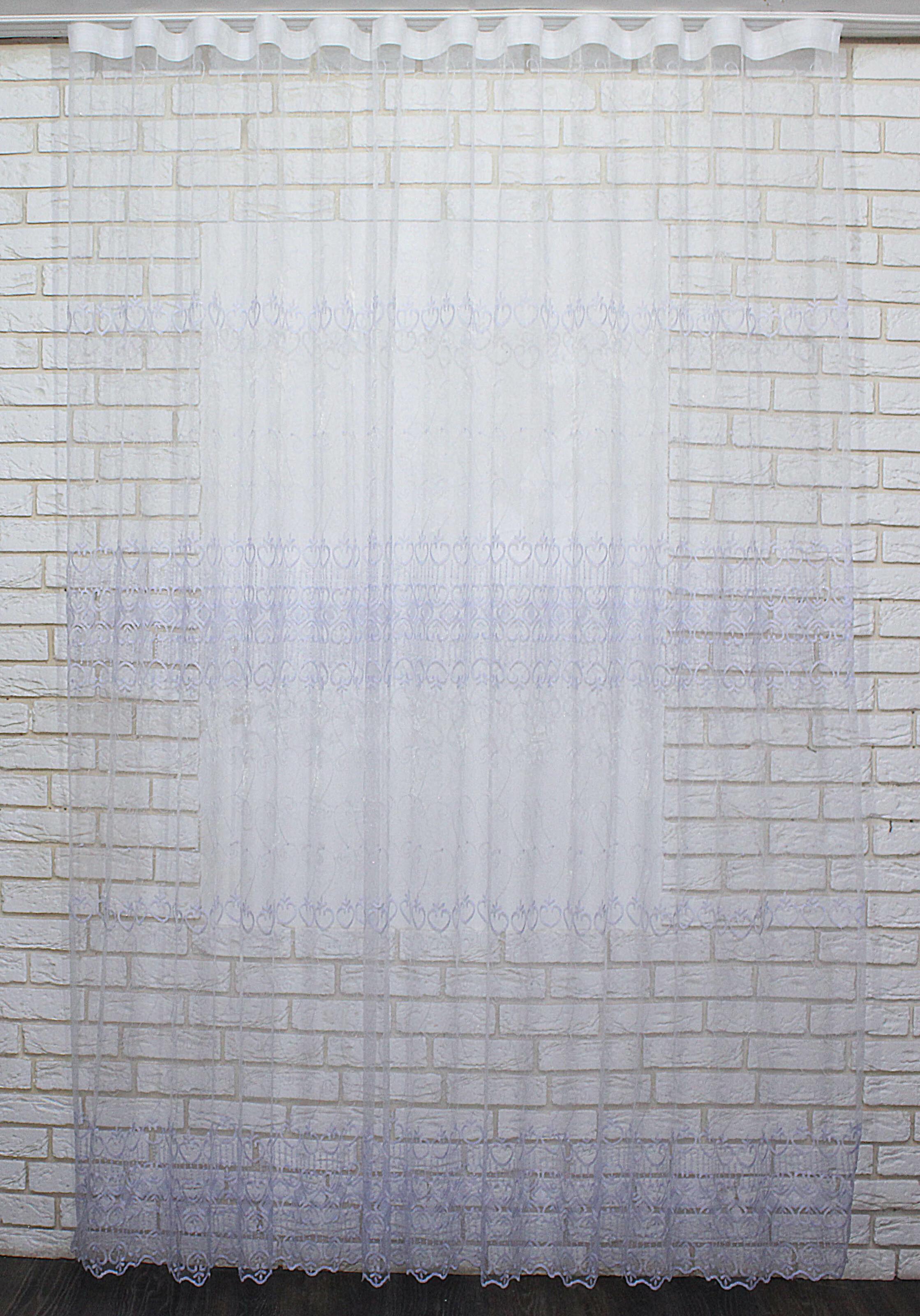 Тюль VR-Textil 949т Bella фатин з вишивкою 300х250 см Холодний білий (40-708)