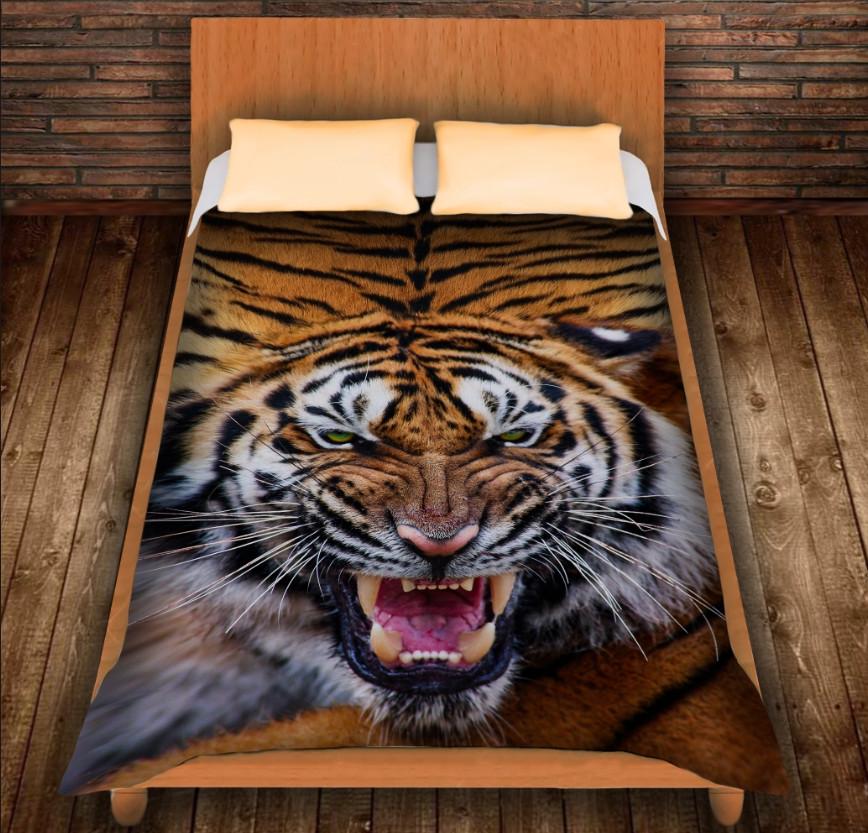 Плед с 3D принтом Морда Тигра Оскал 150x200 см (epi_0042)