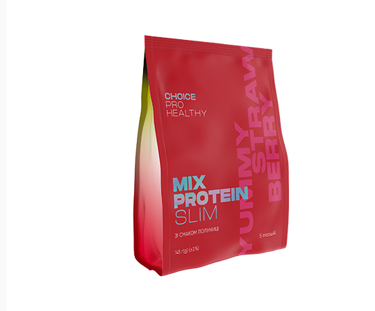 Коктейль полуничний Choice Mix Protein slim Yummу Strawberry низькокалорійний поживний 145 г
