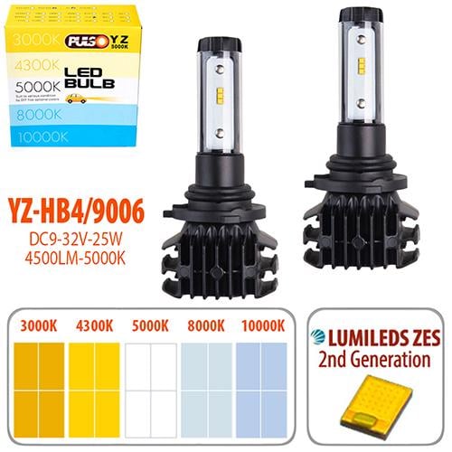 Лампы Pulso YZ HB4 9006 Led-chips ZES-Philips 9-32 V 2x25 W 4500 Lm 3000-4300-5000-6500-10000 K