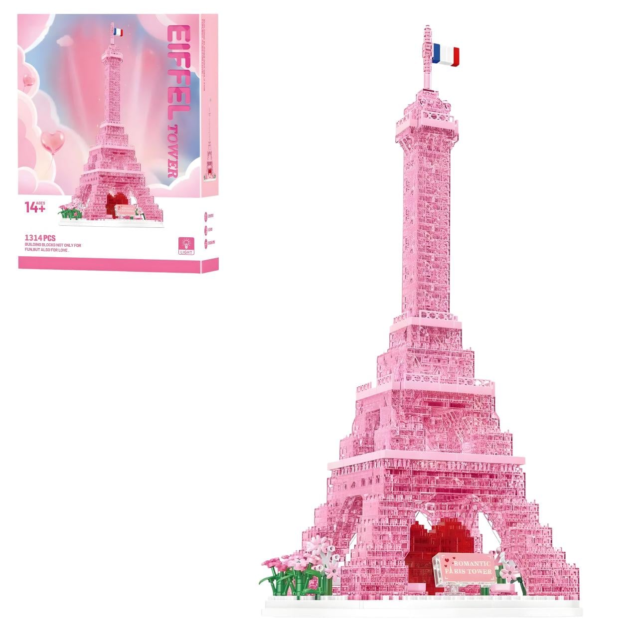 3D конструктор Эйфелева башня розовая 1314 дет. (1025-P)