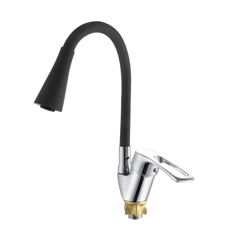 Смеситель для кухни с силиконовым изливом Zerix YUT 181 Reflector Black (ZX5983)