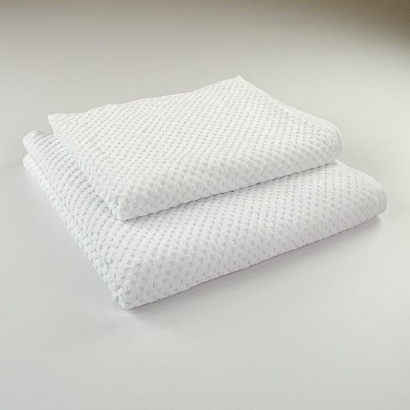 Набор однотонных махровых полотенец Damask жаккардовое с велюром 550 г/м2 50x90/70x140 см 2 шт. Белый