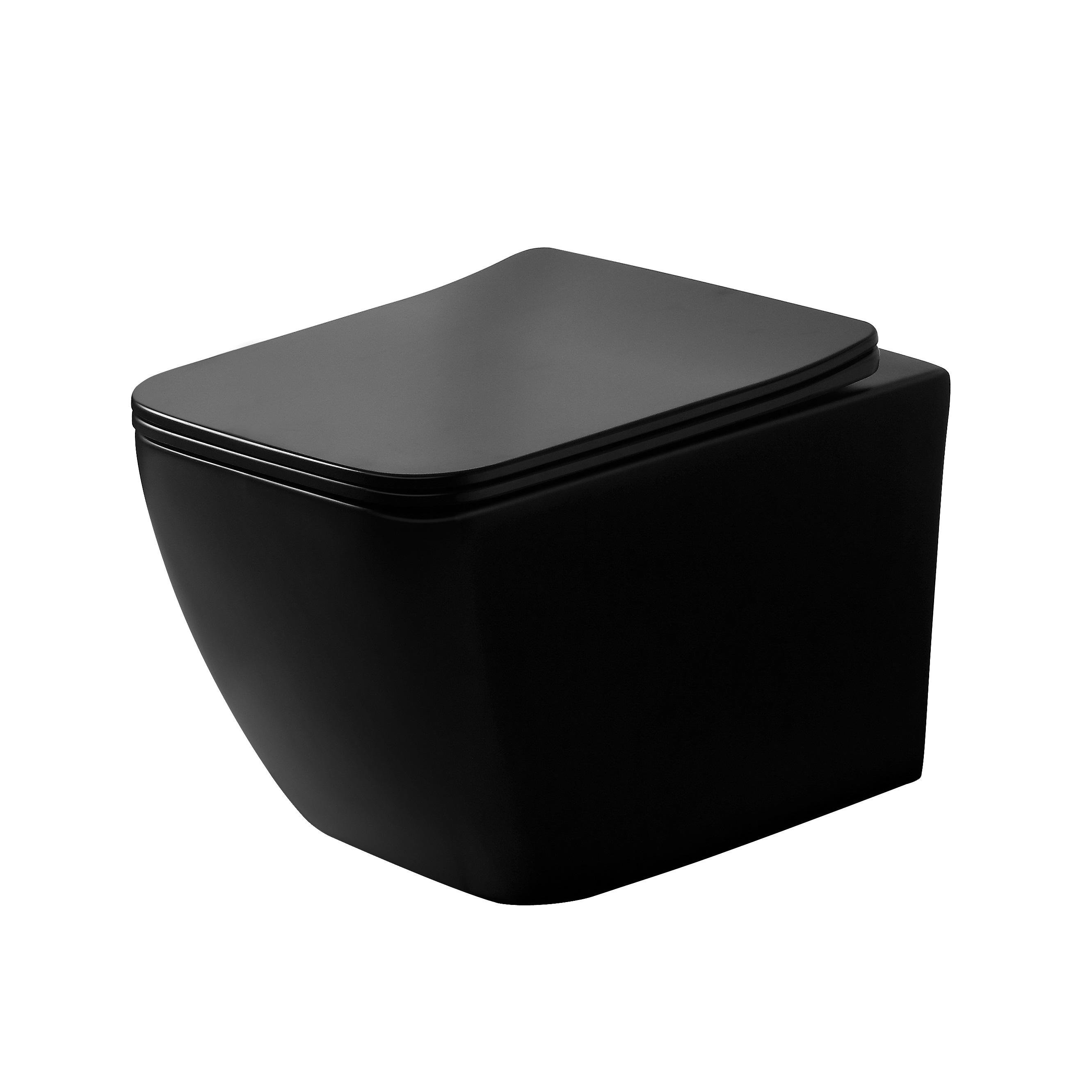 Унитаз подвесной Dusel Cubis DWHT10201030RВ с сиденьем Slim Soft-Close Black Matt (810302) - фото 1