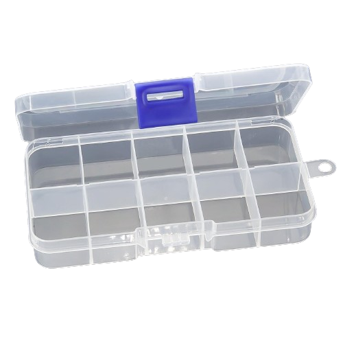 Органайзер 10 ячеек пластиковый для рукоделия 12,8х6,6х2,2 см Прозрачный (КО1206о22)