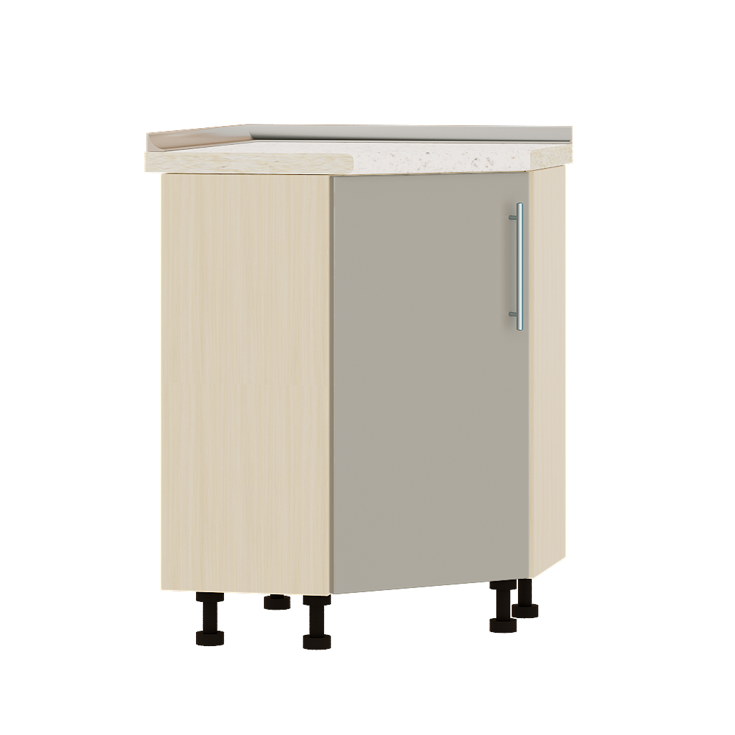 Шкаф нижний Эверест Акрил модуль угловой Низ Н70 80х80х85 см Норковый глянец/Дуб Молочный (04738)