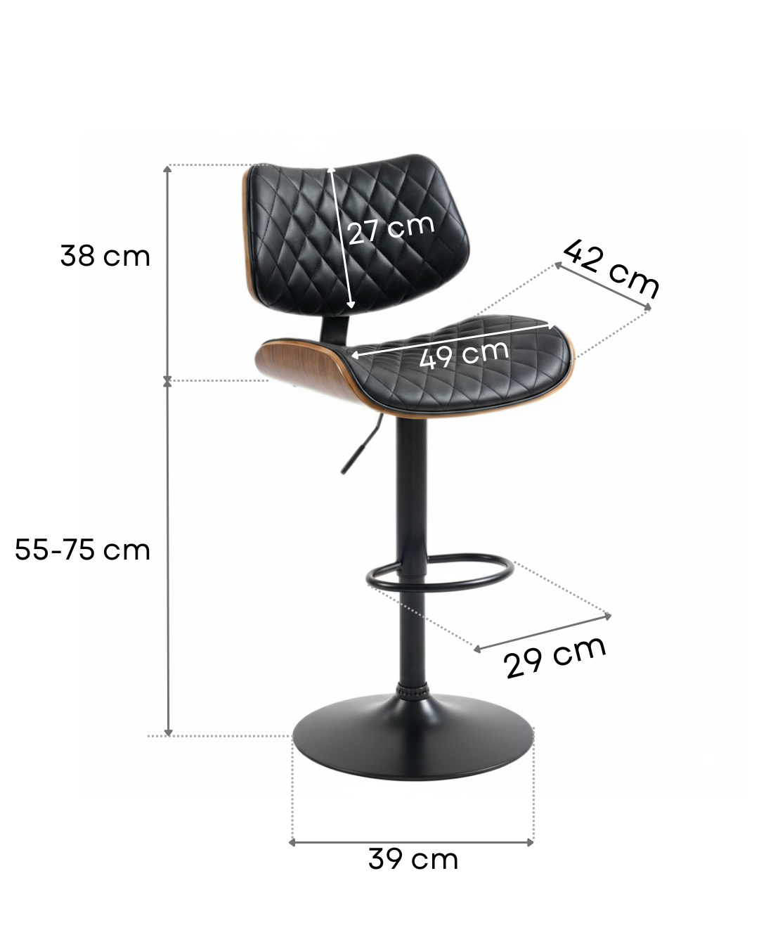 Барний стілець MORA обертовий Black (30653711) - фото 2