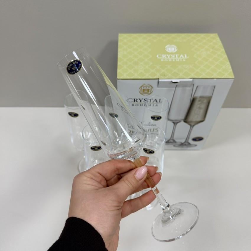 Набір келихів для шампанського Bohemia b1SC69 6 шт. 160 мл 24,5х6,5 см Corvus Crystal (2818101288) - фото 4