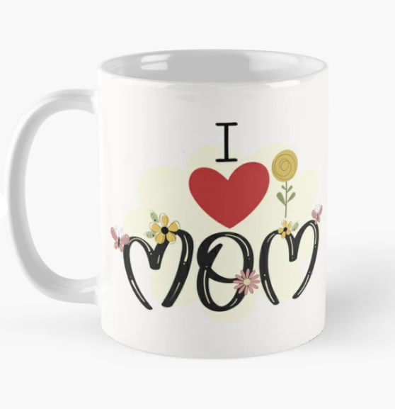 Чашка керамічна з принтом "Love Mom" для мами 330 мл Білий (МАМА11Ч)