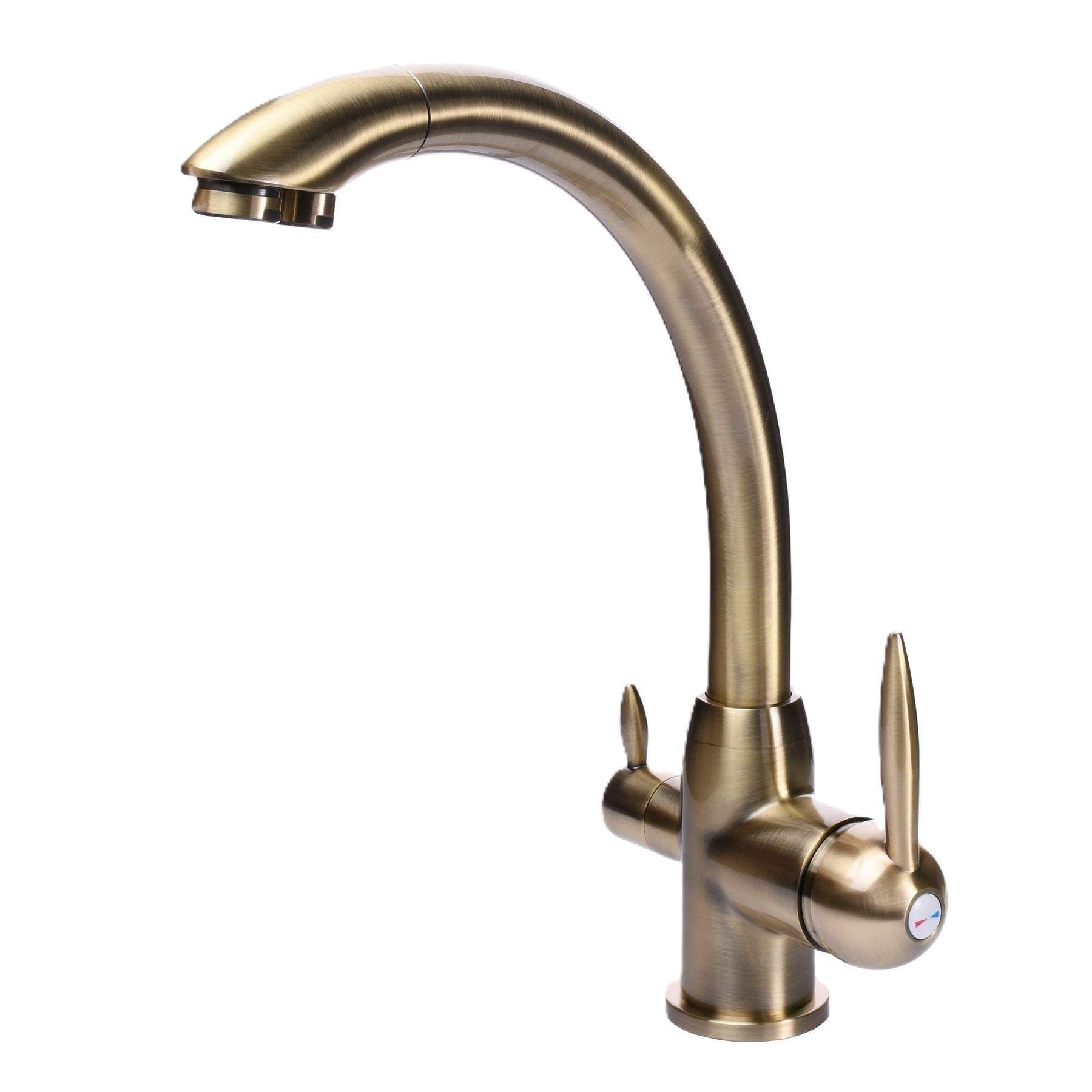 Змішувач для кухні на два виходи фільтр/вода GLux LAZER GLLR-0777-9 Бронзовий (14962)