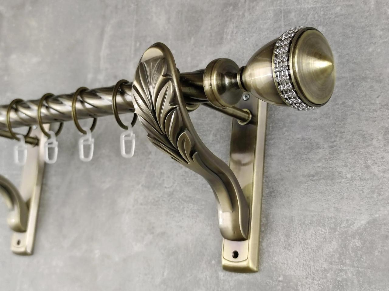 Карниз MStyle металлический для штор однорядный Етерния 25 мм крученый 400 см Антик (5011734)