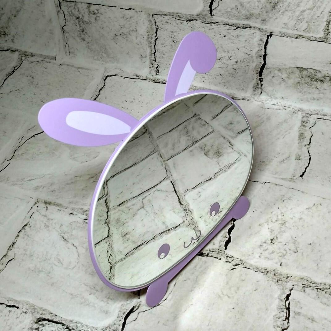 Зеркало настольное Зайчик с ушками металлическое 17,6х14 см Сиреневый (23-132-2)