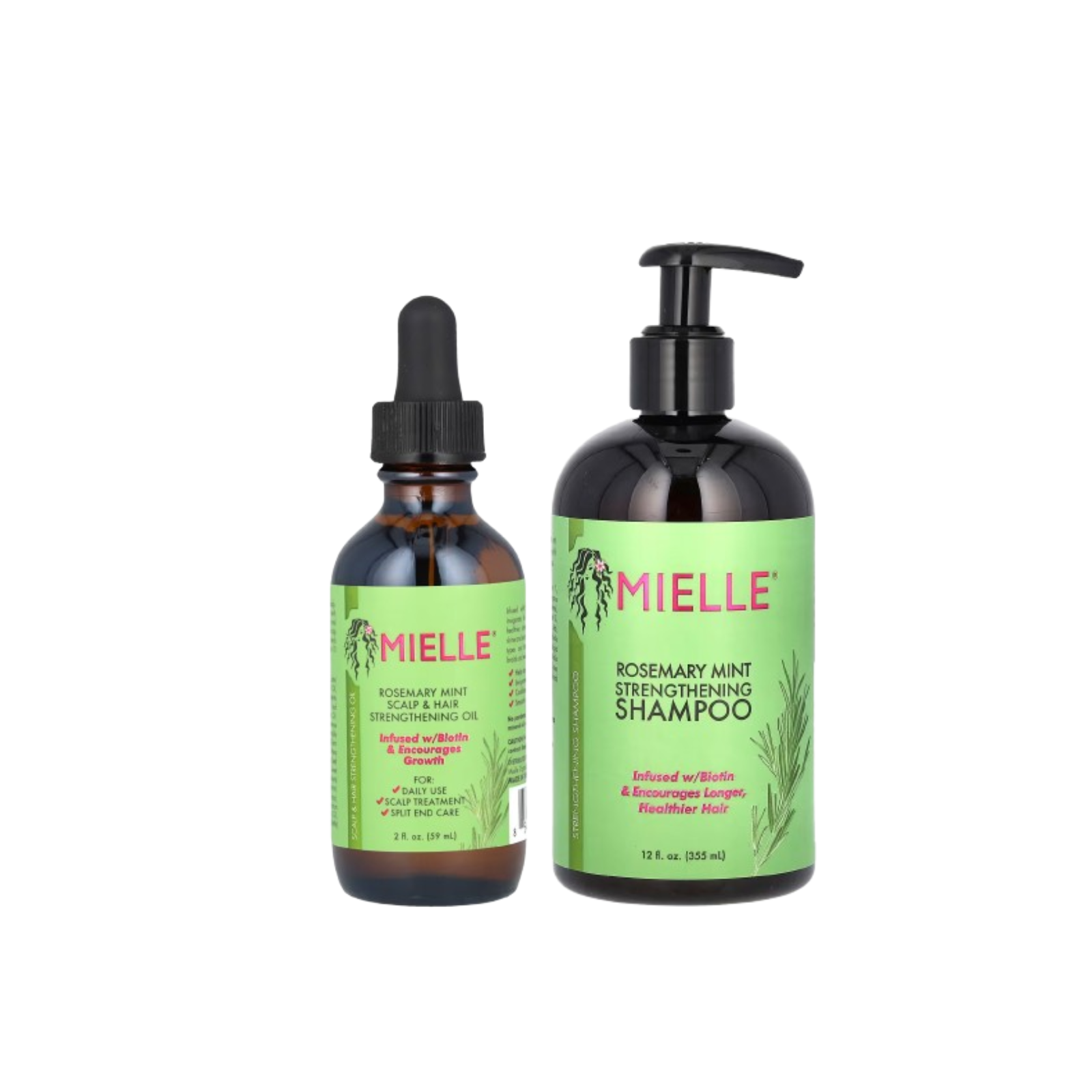 Набор Mielle шампунь и масло для укрепления волос и кожи головы розмарин и мята 2 шт.