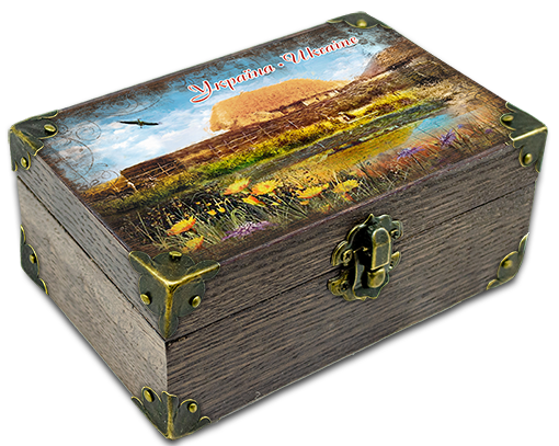 Шкатулка эко декоративная Украина Дом с озером 10х15 см Коричневый (укш01к10х15)