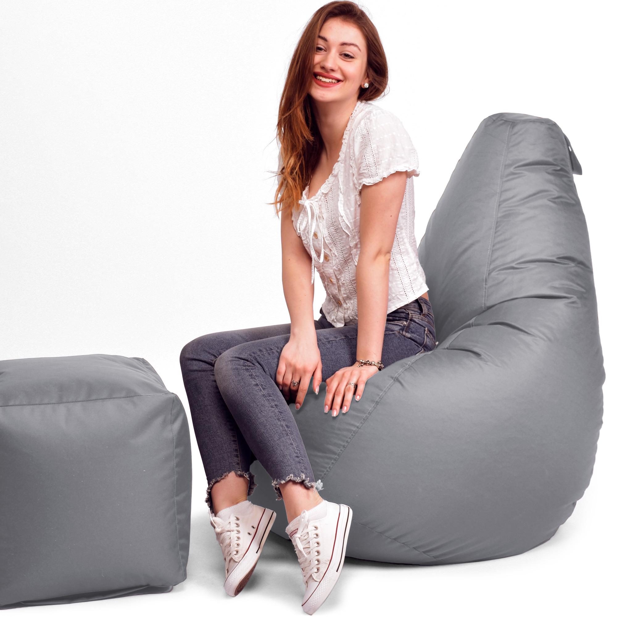 Кресло-мешок iQmebel Оксфорд груша Waterproof 2XL 120х85 см Серый (01221) - фото 4