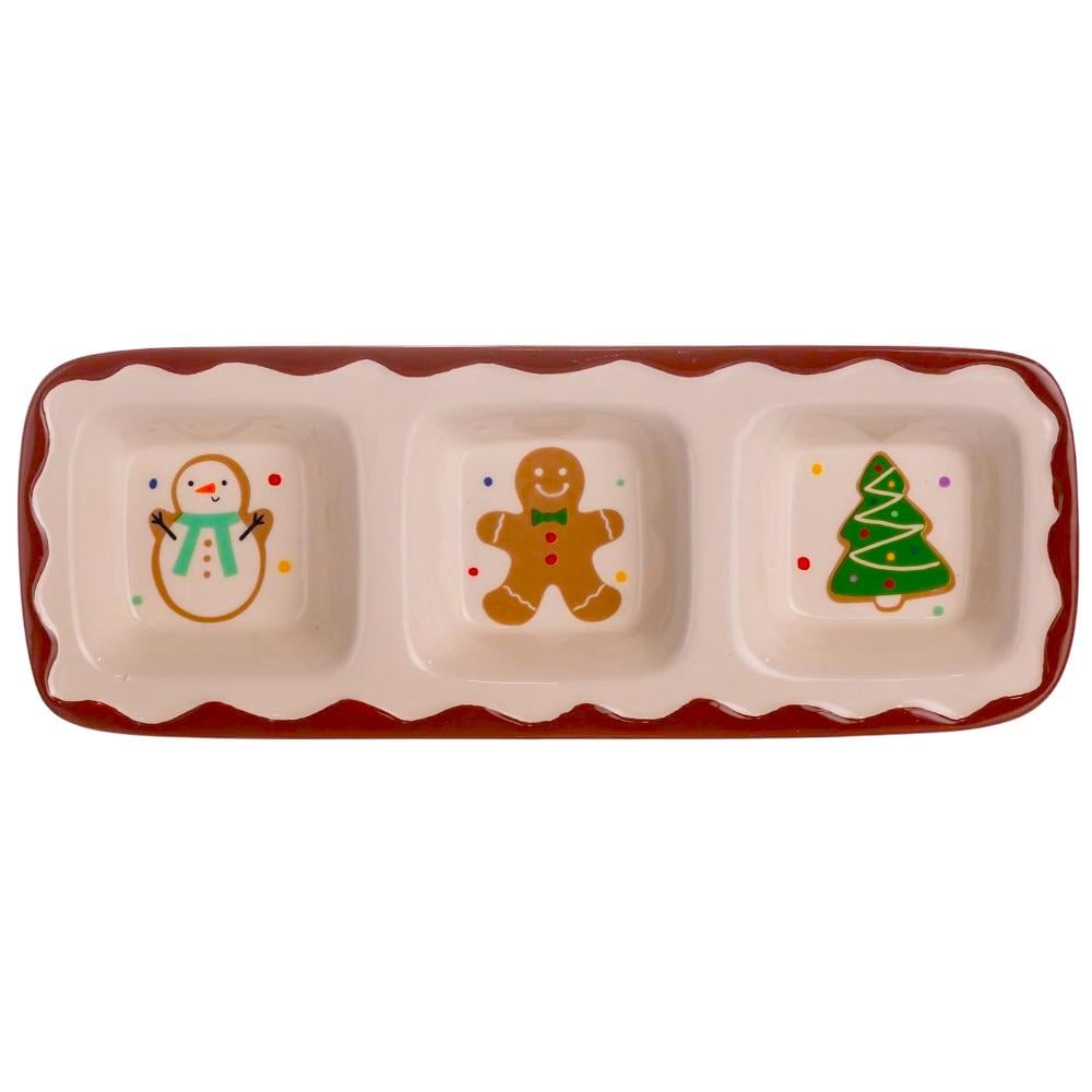 Менажниця порцелянова Merry Christmas на 3 секції 30х11х2,5 см (CR-1-41)