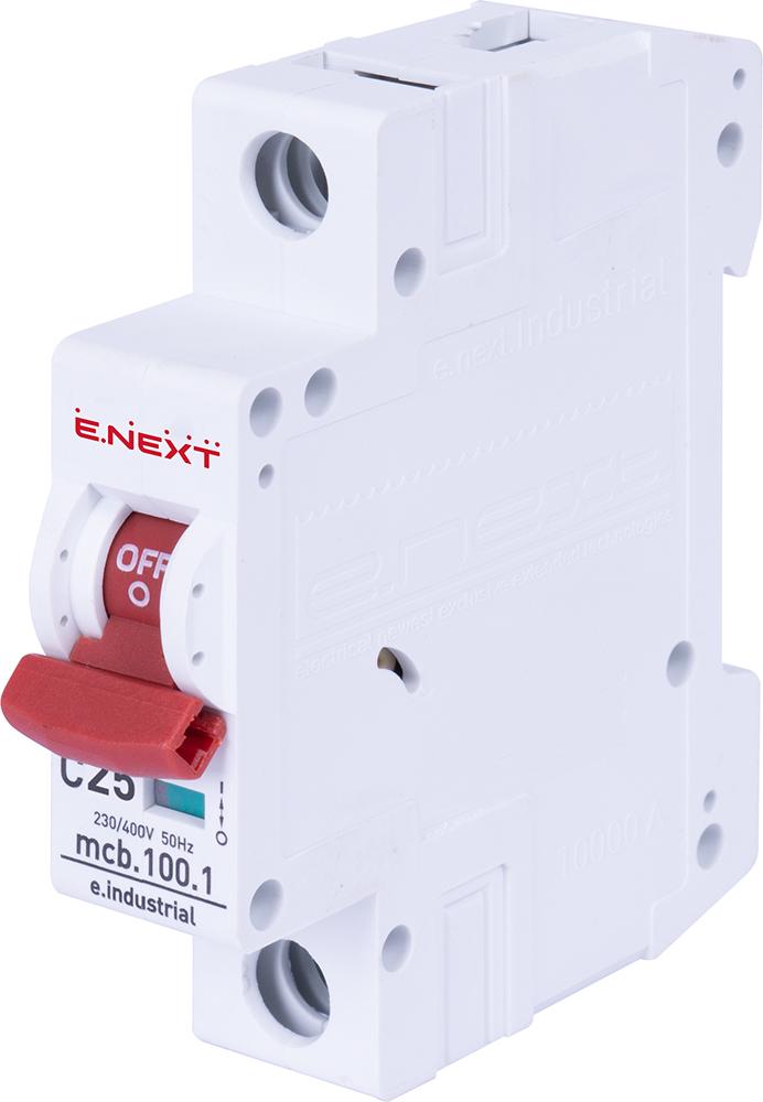 Автоматичний вимикач модульний E.NEXT e.industrial.mcb.100.1.C25 1 р 25А C 10кА (i0180005)