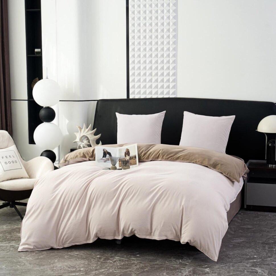 Комплект постельного белья L&M Home Textiles из вареного хлопка двуспальный 180х220 см Бежевый (2946228747)