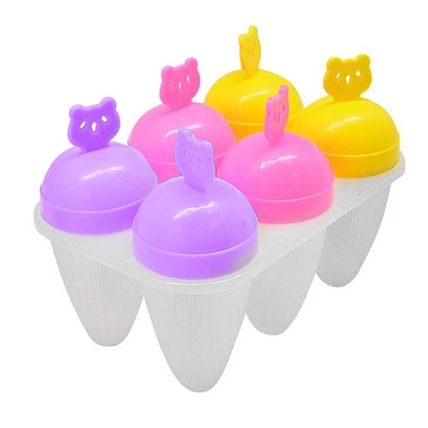 Формы для мороженого пластиковые Hoz на 6 порций Розовый/Фиолетовый/Желтый (MMS-C39819)