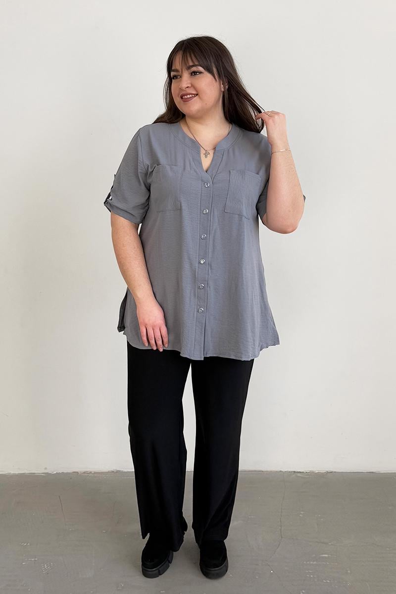 Сорочка батал жіноча PANNI Лада р. 52-54 Сірий (Р2508252219) - фото 4