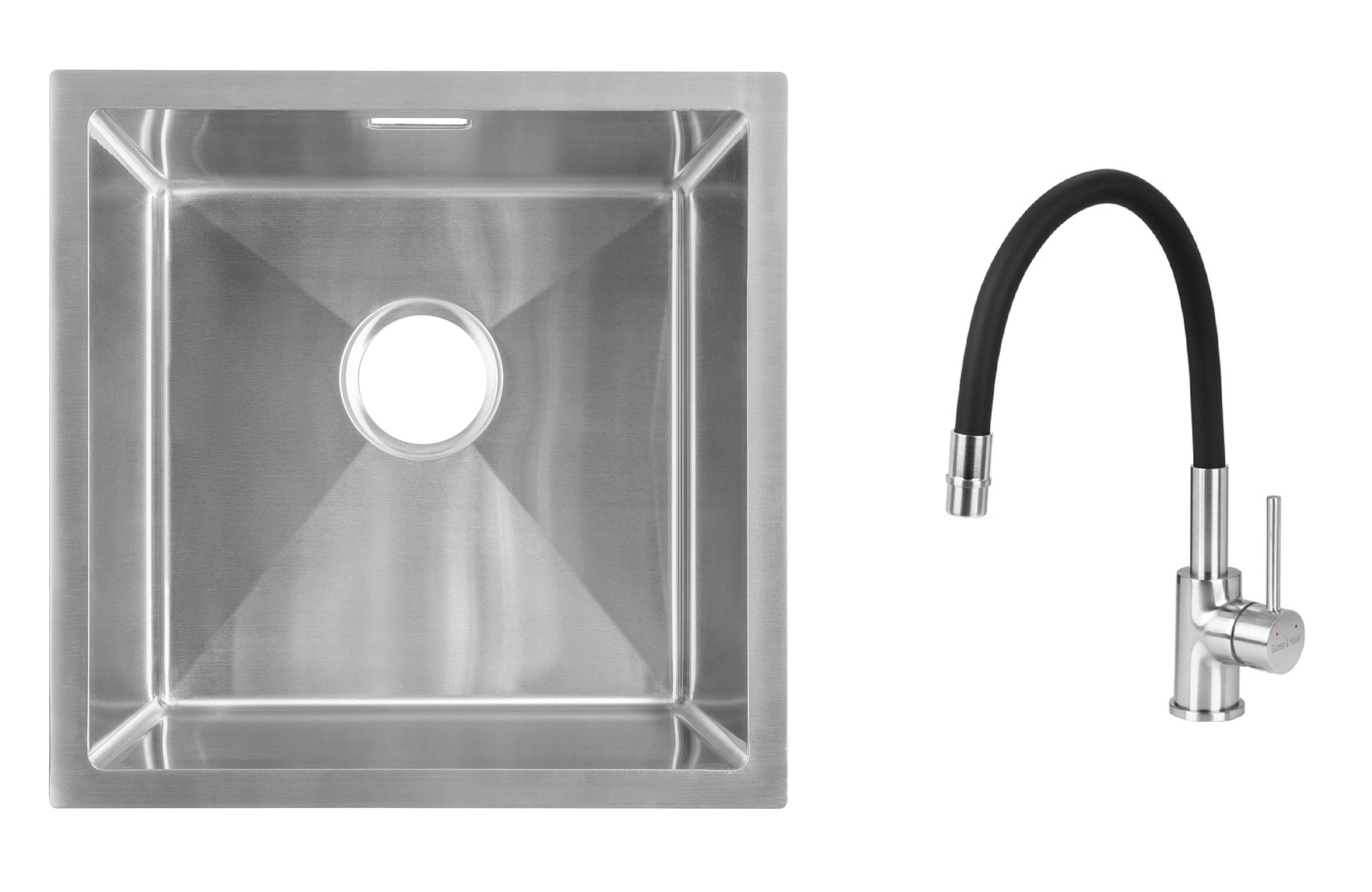 Комплект з кухонної мийки Gunter&Hauer Olef 4522 Inox та кухонного змішувача Gunter&Hauer BRISE Brush
