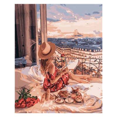 Набор для росписи по номерам Strateg в коробке Девушка на балконе 40х50 см (VA-1990-mt)