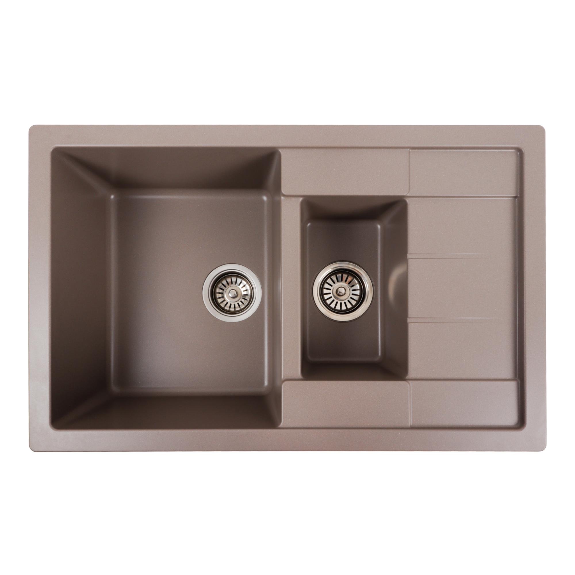 Мойка кухонная Platinum PLS-A40859 гранитная чаша прямоугольная 780x500 мм Бежевый (25970443)