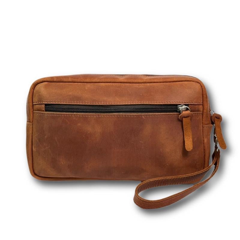 Мужская кожаная барсетка Gorillas Accessories Крейзи Коньячный (FR10)