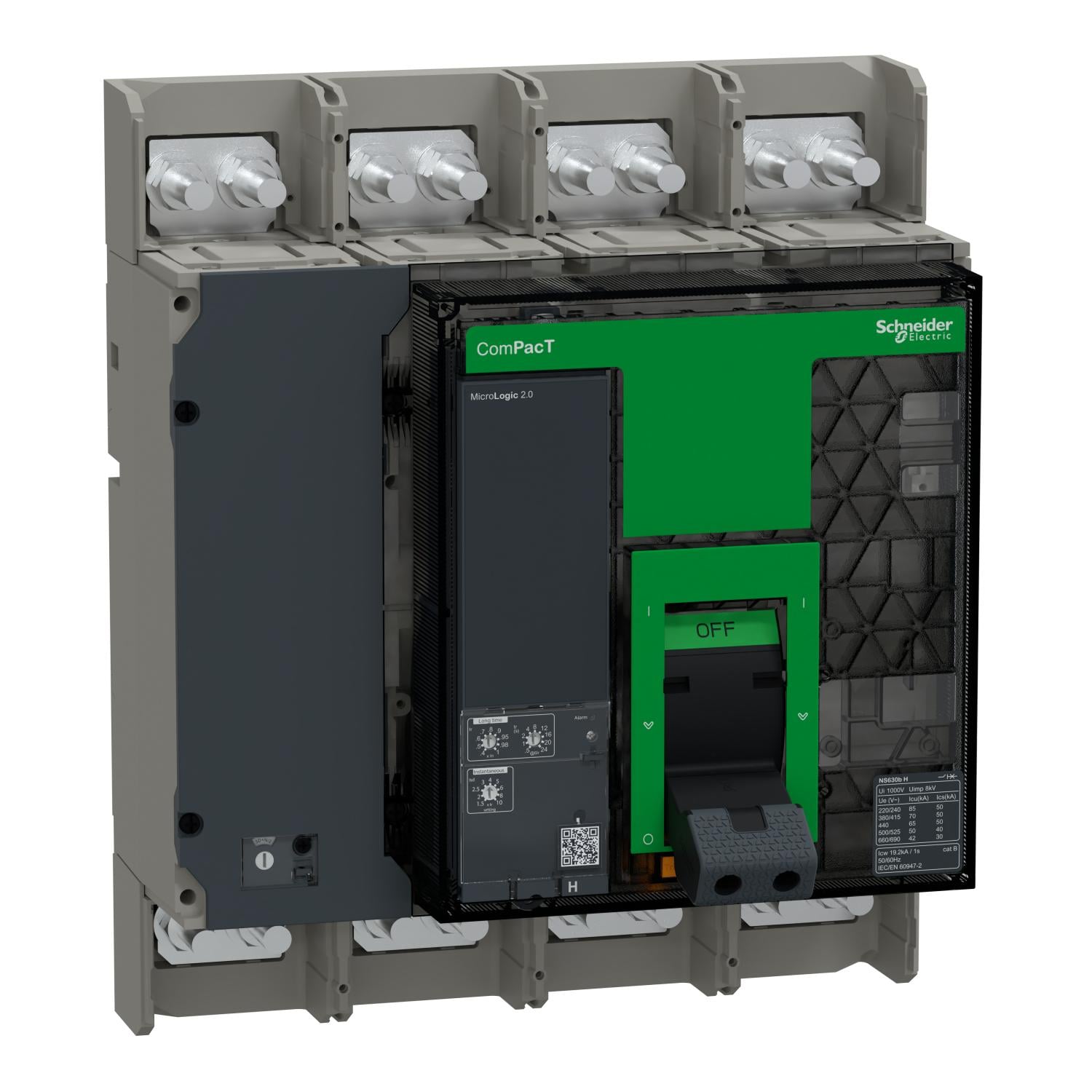 Автоматический выключатель Schneider Electric COMPACT NS630b H 4P 630А 70кА фиксированный с расцепителем ML2 (C063H420FM)