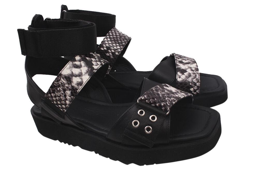 Босоножки женские Aquamarin на низком ходу из кожи р. 40 Черный (1830-20LBC)