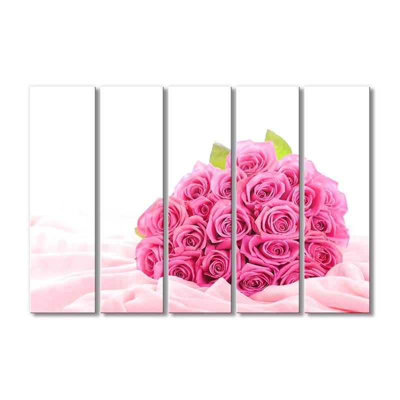 Картина модульная Букет розовых роз 5 модулей 80x120 см