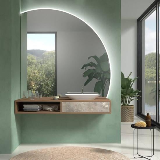 Дизайнерское зеркало Chio неправильной формы 1/4 круга с подсветкой 60x60 см