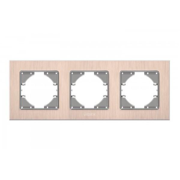 Рамка тримісна горизонтальна Videx Binera Мідний алюміній (00000013091)