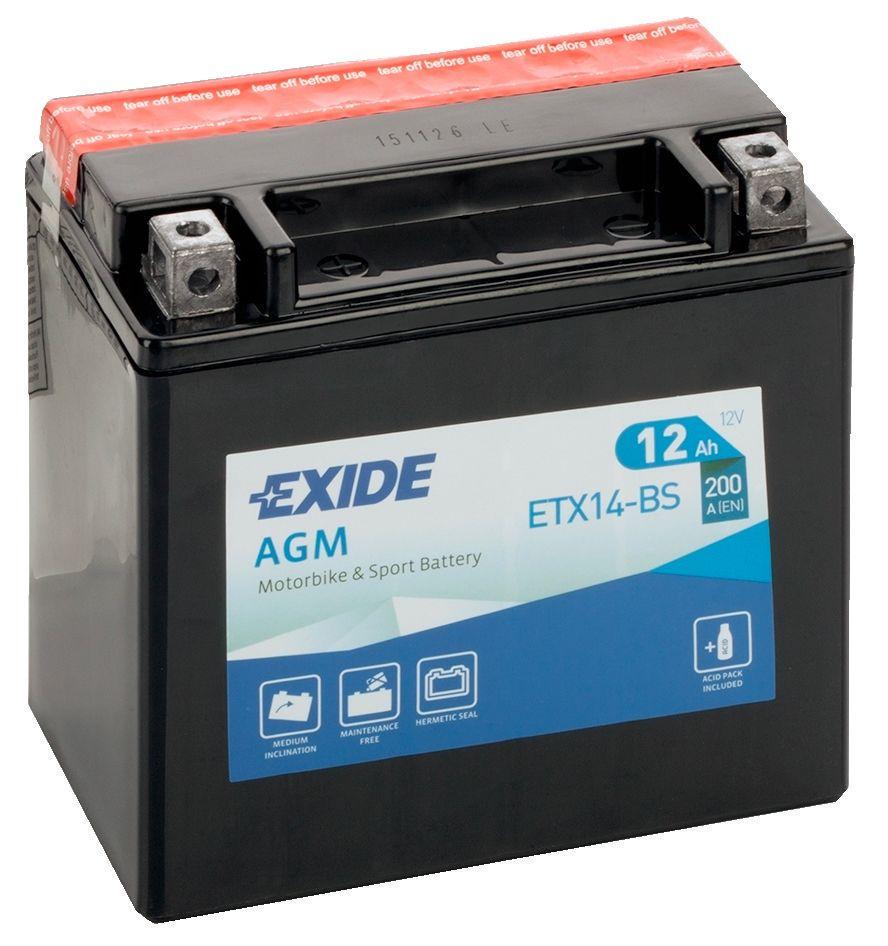 Акумулятор мото EXIDE AGM EN ETX14-BS 6СТ-12Ah 200А (73042)