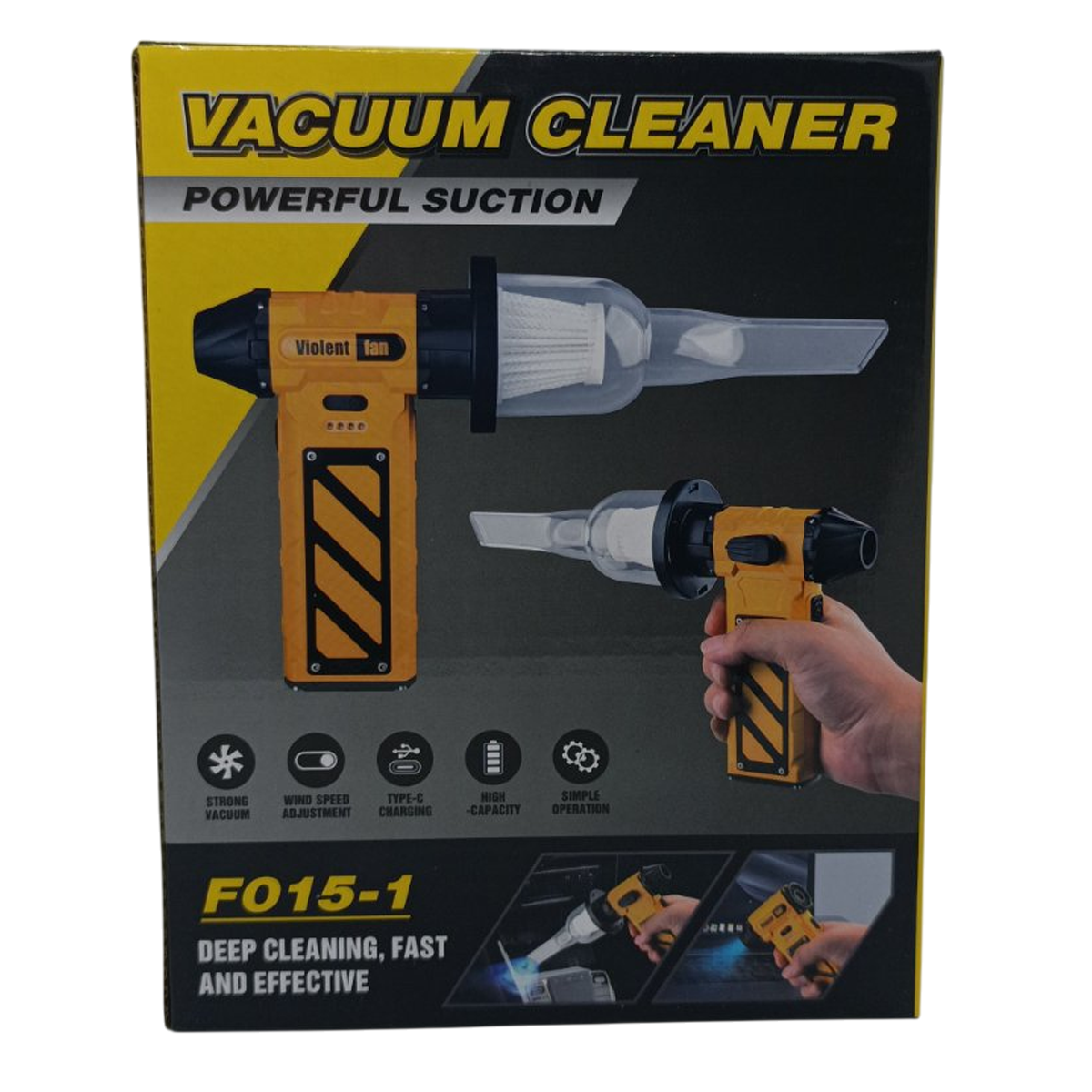 Пилосос вакуумний Vacuum Cleaner F015-1 Violent Fan 11W 8000 mAh Yellow/Black (110618) - фото 9 Пилосос вакуумний Vacuum Cleaner F015-1 Violent Fan 11W 8000 mAh Yellow/Black (110618) - фото 9