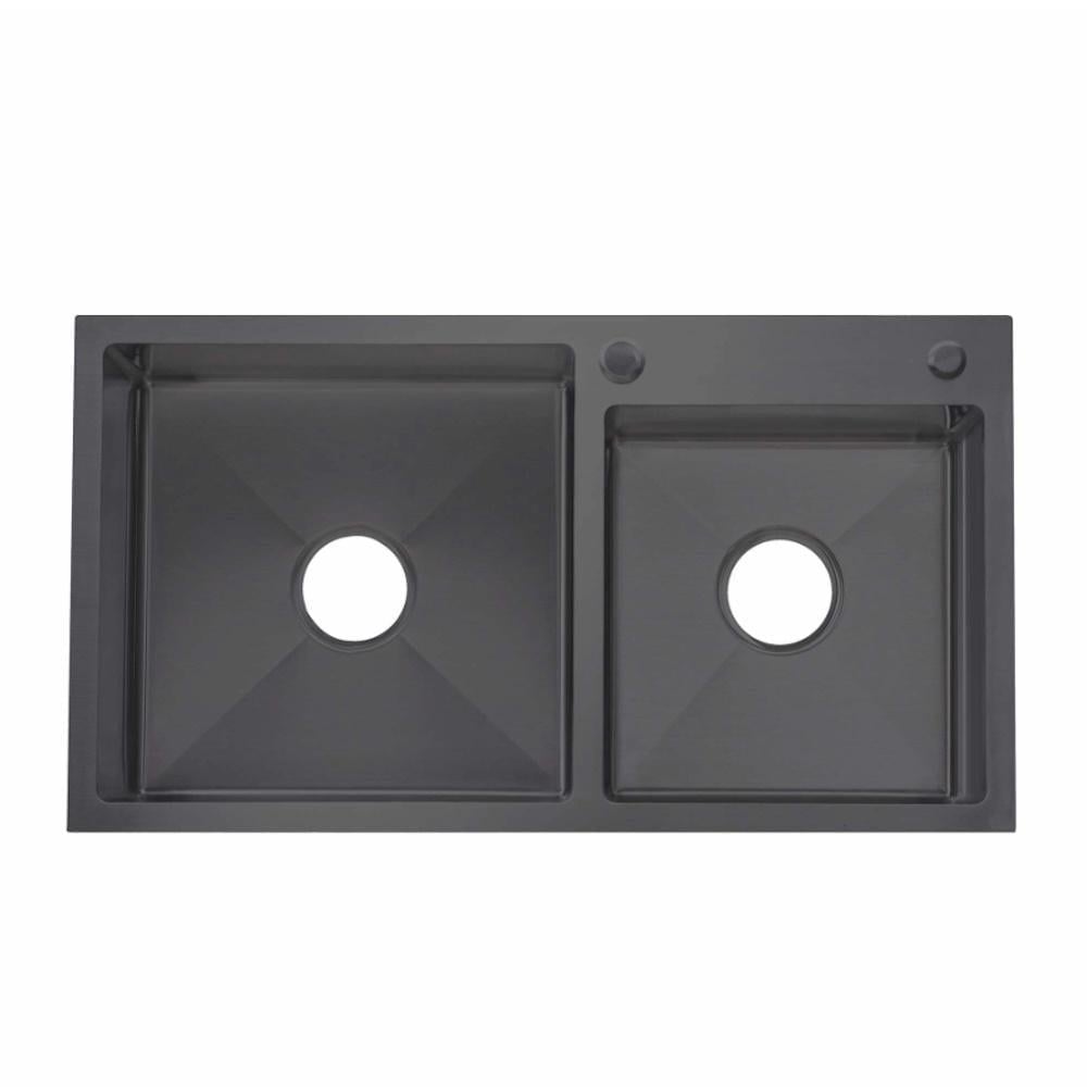 Мойка для кухни интегрированная Lidz Handmade H7843 LDH7843BPVD45586 PVD с двумя чашами 30/10 мм Brushed Black (FRRS00051710)
