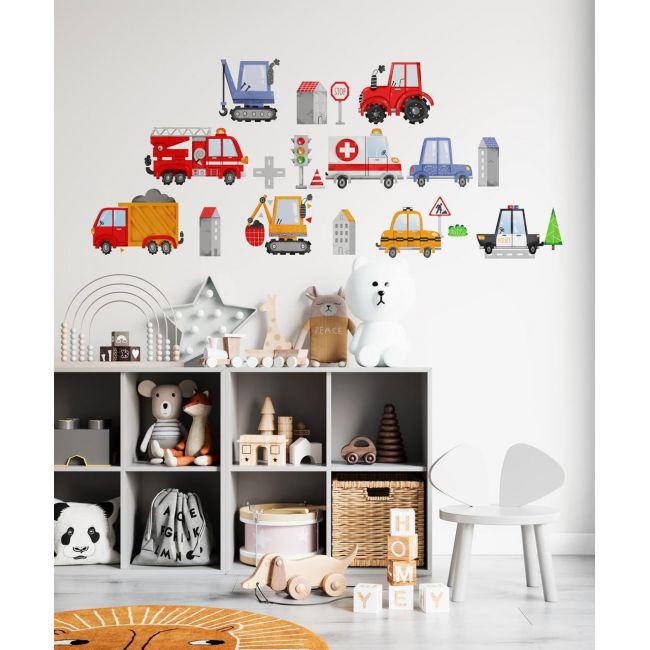 Стікери дитячі на стіну Автомобілі Sticker Wall SW-00001015 30х40 см 4 аркуші 120х40 см